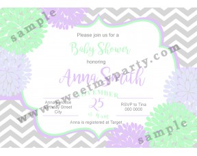 Floral Lilac Mint Baby Shower Invitation,(03bbg)